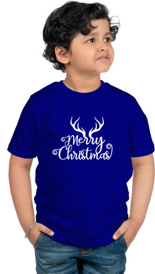 CHOMMBOOKA TREND Boys Printed Cotton Blend Regular T Shirt(Blue, Pack of 1)