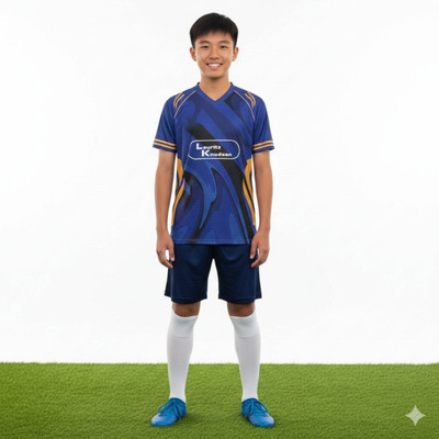 Smv Boys & Girls Printed Polyester Regular T Shirt(Blue, Pack of 1)