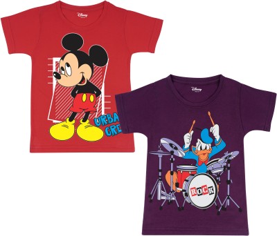 DISNEY BY MISS & CHIEF Boys Printed Cotton Blend T Shirt(Multicolor, Pack of 2)