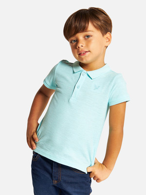 JUNIORS by Babyshop Boys Solid Cotton Blend Regular T Shirt(Blue, Pack of 1)