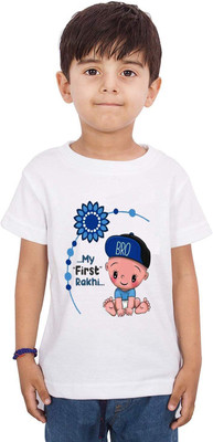 THEYOUNGESTTEE Boys Graphic Print Cotton Blend Regular T Shirt(White, Pack of 1)