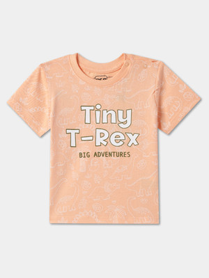 R&B Baby Boys Printed Pure Cotton Regular T Shirt(Pink, Pack of 1)