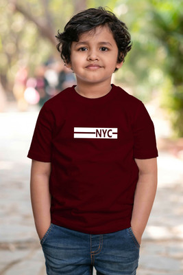 CHOMMBOOKA TREND Boys Typography Pure Cotton Regular T Shirt(Maroon, Pack of 1)