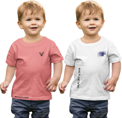 Dee Laef Boys Printed Cotton Blend Regular T Shirt(Multicolor, Pack of 2)