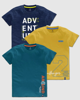 Codez Boys Printed Cotton Blend Regular T Shirt(Multicolor, Pack of 3)