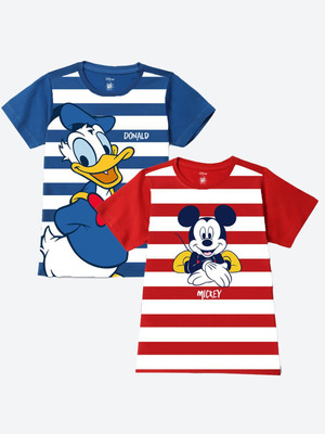 YK Disney Boys Printed Cotton Blend Regular T Shirt(Blue, Pack of 2)
