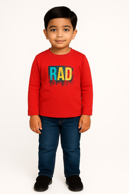 CUTEBOYS Boys Printed Cotton Blend Regular T Shirt(Red, Pack of 1)