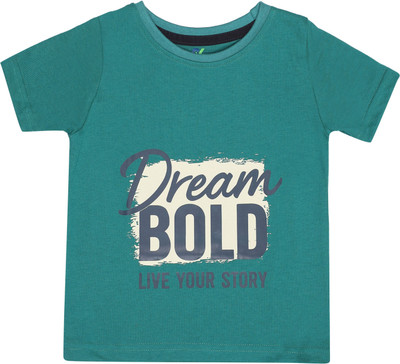 Nikhilclothes Boys Graphic Print Pure Cotton Regular T Shirt(Green, Pack of 1)