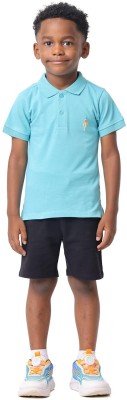 Nuego Boys Solid Pure Cotton Regular T Shirt(Light Blue, Pack of 1)