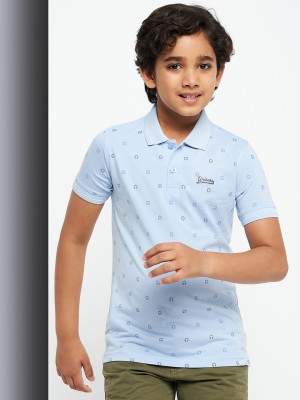 UNIBERRY Boys Printed Cotton Blend T Shirt(Light Blue, Pack of 1)