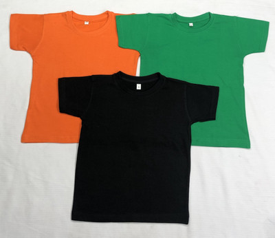 Greaty We Design Your Boys Solid Cotton Blend Regular T Shirt(Multicolor, Pack of 3)