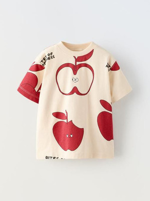 Googogaaga Baby Boys & Baby Girls Printed Cotton Blend Regular T Shirt(Beige, Pack of 1)