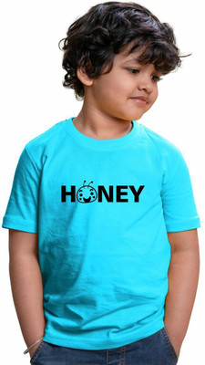 CHOMMBOOKA TRENDING Boys Typography, Printed Pure Cotton Regular T Shirt(Blue, Pack of 1)