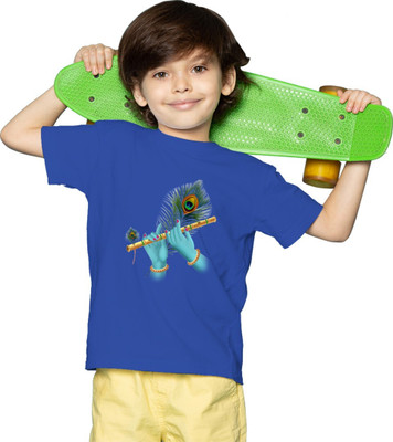 Mahi Fab Trend Boys & Girls Printed Polyester Oversized T Shirt(Blue, Pack of 1)