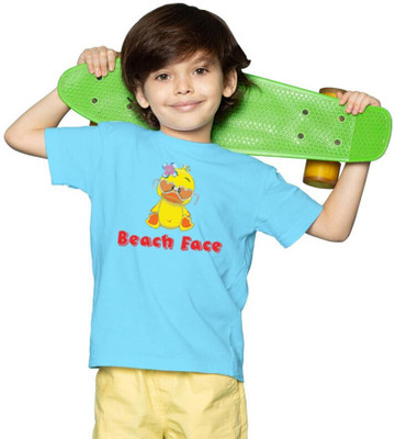 CHOMBOOKA Boys Printed Polyester Oversized T Shirt(Light Blue, Pack of 1)