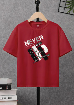 Codez Boys Self Design Cotton Blend Regular T Shirt(Red, Pack of 1)