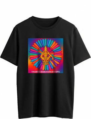 DEHCY Printed Men Round Neck Black T-Shirt