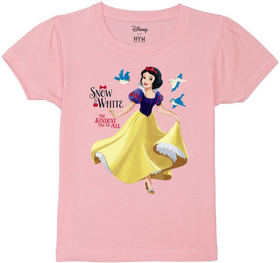 WYM TREND Girls Typography, Printed Pure Cotton Regular T Shirt(Pink, Pack of 1)