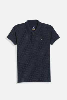 Allen Solly Boys Printed Cotton Blend Regular T Shirt(Blue, Pack of 1)