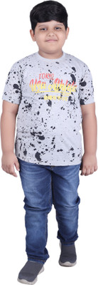 stylestorm Boys Graphic Print Pure Cotton Regular T Shirt(Grey, Pack of 1)