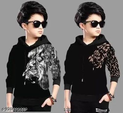 FUNKTAIL Boys Printed Pure Cotton Regular T Shirt(Black, Pack of 2)