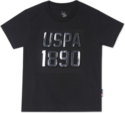 U.S. POLO ASSN. Boys Graphic Print Pure Cotton Regular T Shirt(Black, Pack of 1)