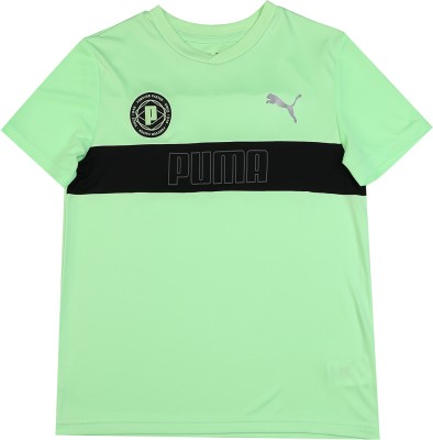 PUMA Boys Printed Polyester T Shirt(Green, Pack of 1)