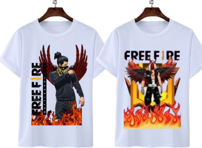 grasp Boys & Girls Printed Polycotton Regular T Shirt(White, Pack of 1)