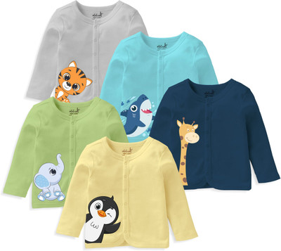 x2o Baby Boys & Baby Girls Cartoon Pure Cotton Regular T Shirt(Yellow, Pack of 5)