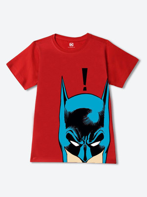 YK Warner Brothers Boys Graphic Print Pure Cotton Regular T Shirt(Red, Pack of 1)