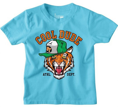 BonOrganik Boys Printed Pure Cotton Regular T Shirt(Blue, Pack of 1)