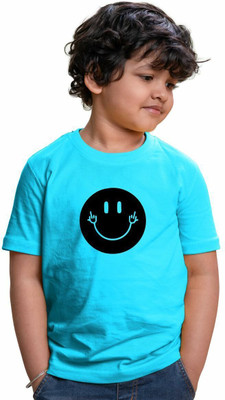 CHOMMBOOKA TRENDING Boys Graphic Print Pure Cotton Regular T Shirt(Blue, Pack of 1)