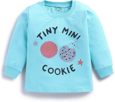 Cutie Melons Boys & Girls Printed Cotton Blend Regular T Shirt(Blue, Pack of 1)