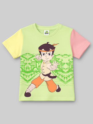 CHHOTA BHEEM Boys Printed Pure Cotton Regular T Shirt(Multicolor, Pack of 1)