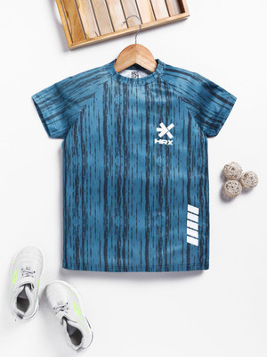 HRX by Hrithik Roshan Boys Printed Cotton Blend Regular T Shirt(Green, Pack of 1)