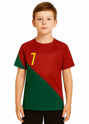 BUGOAT Boys & Girls Printed, Colorblock Polyester Regular T Shirt(Red, Pack of 1)