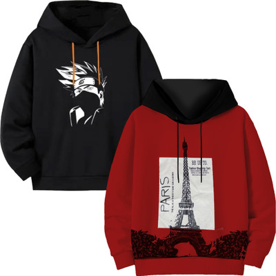 UNFLD Boys & Girls Graphic Print Cotton Blend Regular T Shirt(Multicolor, Pack of 2)