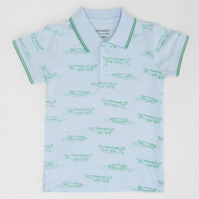 Pantaloons Baby Baby Boys Printed Cotton Blend Regular T Shirt(Blue, Pack of 1)