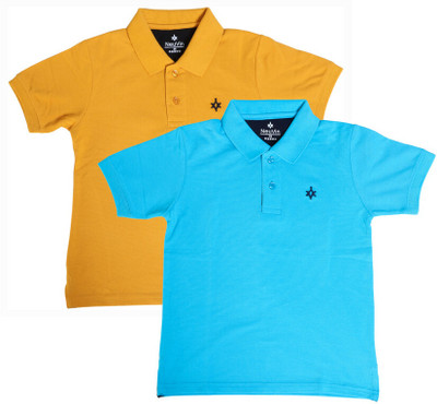 NeuVin Baby Boys Solid Cotton Blend Regular T Shirt(Multicolor, Pack of 2)