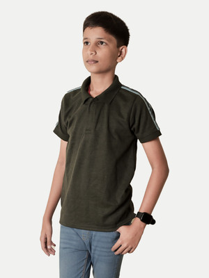 radprix Boys Solid Pure Cotton Regular T Shirt(Green, Pack of 1)