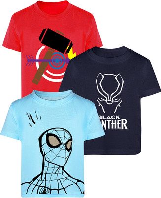 MARVEL BY MISS & CHIEF Boys Printed Cotton Blend Regular T Shirt(Multicolor, Pack of 3)