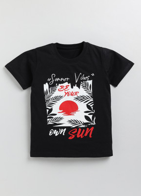 TOONYPORT Boys Printed Cotton Blend Regular T Shirt(Black, Pack of 1)