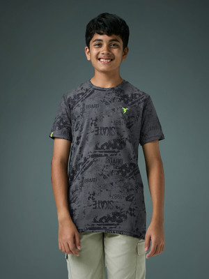TECHNOSPORT Boys Self Design Polyester Slim T Shirt(Grey, Pack of 1)