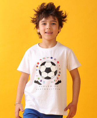 anthrilo Baby Boys Self Design Cotton Blend Regular T Shirt(White, Pack of 1)