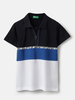 United Colors of Benetton Boys Colorblock Pure Cotton Regular T Shirt(Multicolor, Pack of 1)