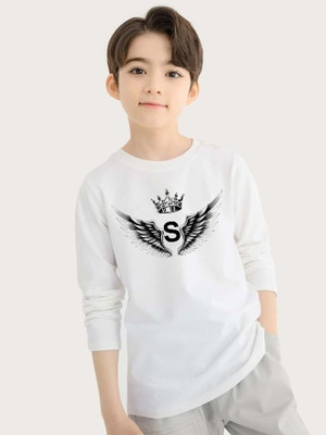 RUBY KNITS Boys Printed Polyester Regular T Shirt(White, Pack of 1)