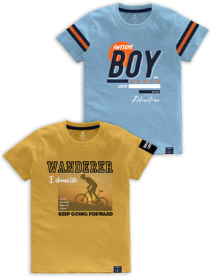 Codez Boys Printed Cotton Blend Regular T Shirt(Multicolor, Pack of 2)