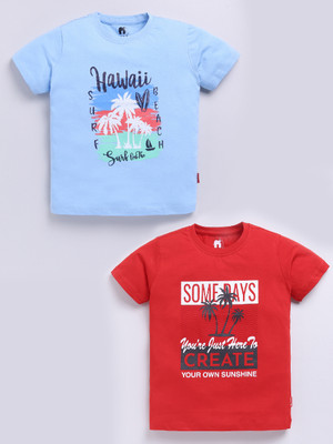 nit kid Boys Printed Pure Cotton Regular T Shirt(Multicolor, Pack of 2)