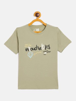 DUKE Boys Printed Cotton Blend Slim T Shirt(Green, Pack of 1)