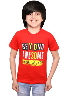 TADEO CREATION Boys Printed Cotton Blend Oversized T Shirt(Red, Pack of 1)